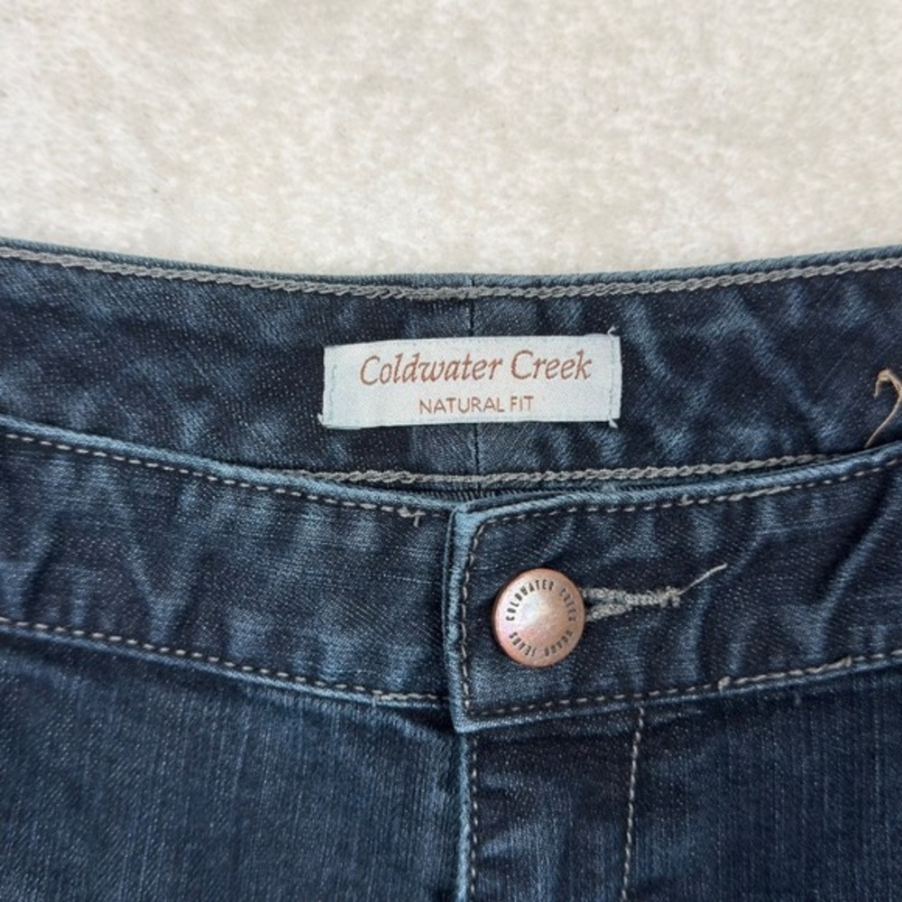VTG Coldwater Creek Shorts Womens 12 Natural Fit Board Jeans Stretch Dark Wash - Picture 3 of 11